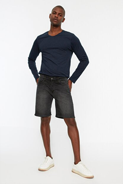 Men's Grey Slim Fit Bermuda Shorts