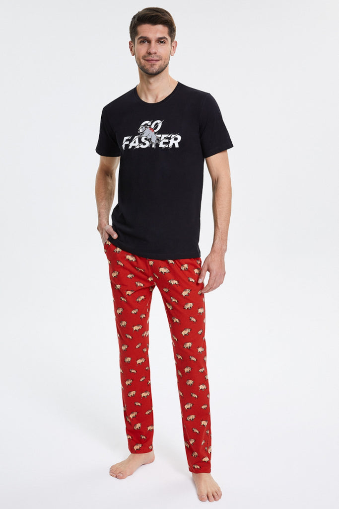 Men's Short Sleeves Patterned Pajama Set