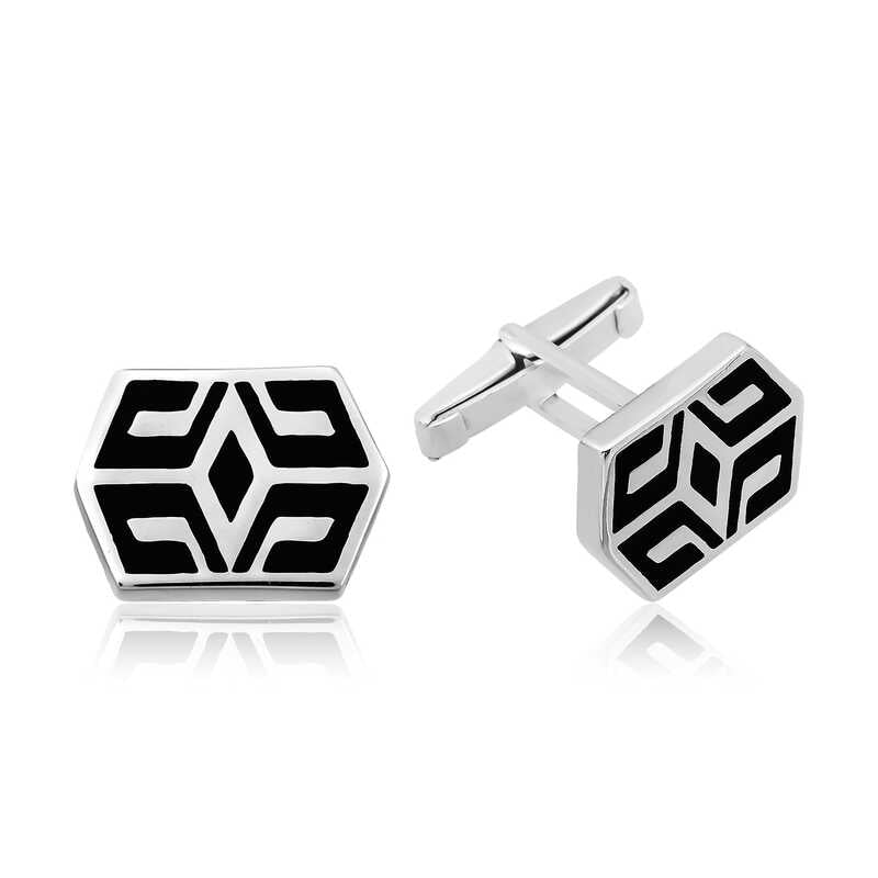 Men's Patterned Silver Cufflinks