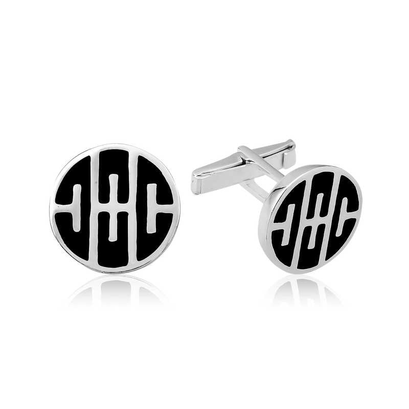 Men's Patterned Silver Round Cufflinks