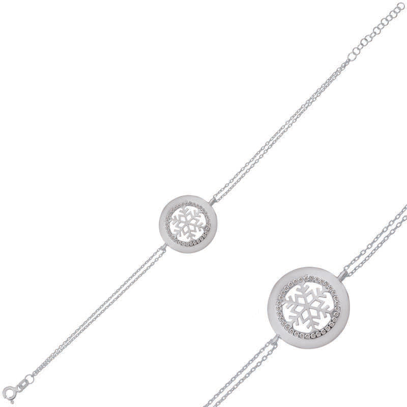 Women's Snowflake Figure Silver Bracelet