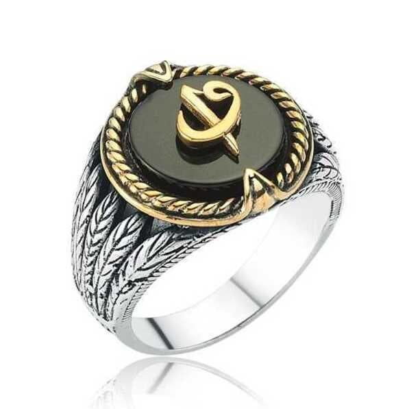 Men's Black Gemmed Silver Ring