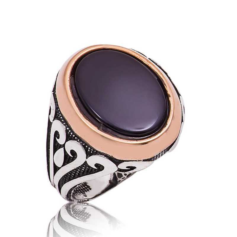 Men's Black Gemmed Silver Ring