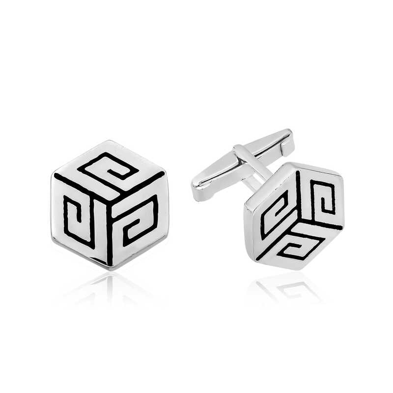 Men's Patterned Vintage Silver Cufflinks