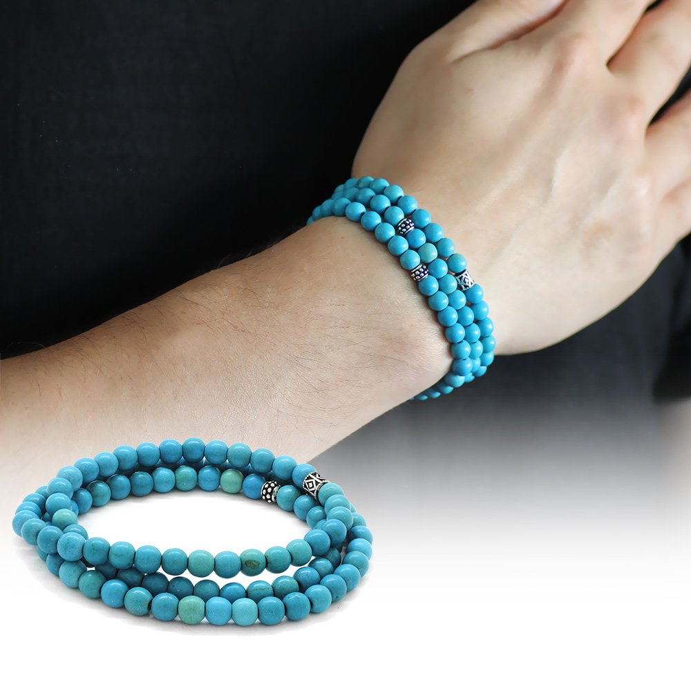 Men's Turquoise Natural Stone Bracelet - Necklace - Prayer Beads (1 Pieces)