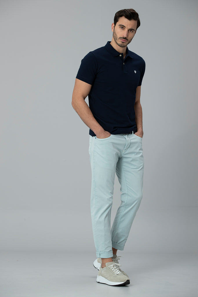 Men's Pocket Light Blue Slim Fit Pants