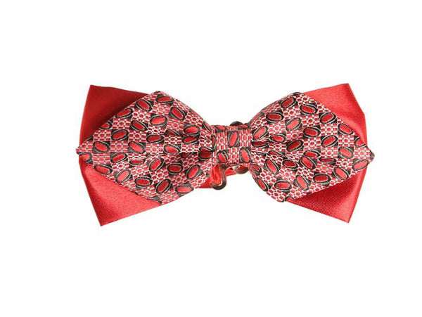 Red Satin Garnish Patterned Bow Tie