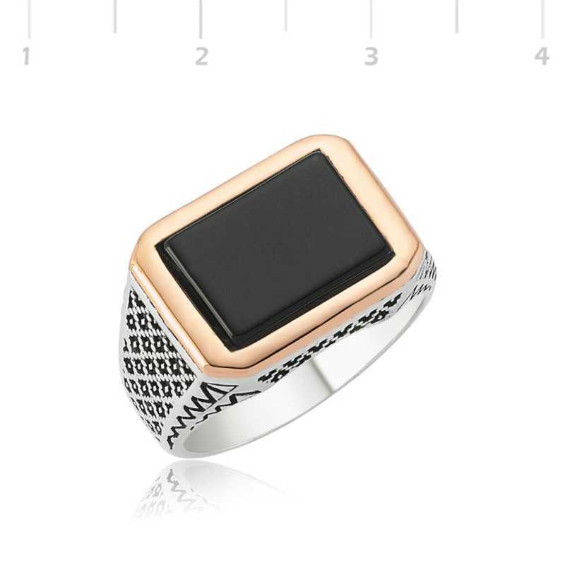 Men's Black Gemmed Silver Ring