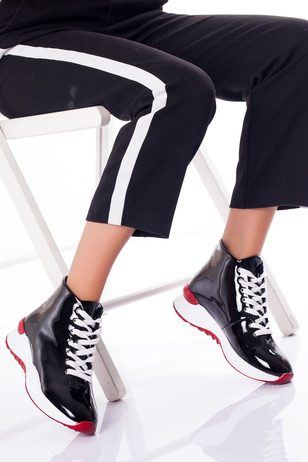 Women's Black Patent Leather Boots