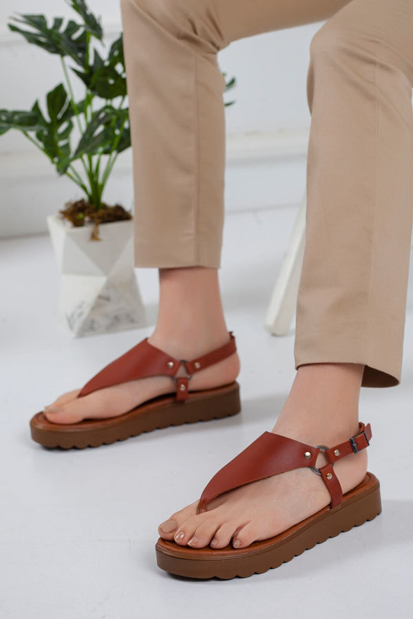 Women's Cinnamon Leather Sandals