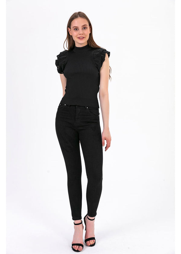 Women's High Waist Black Skinny Jeans