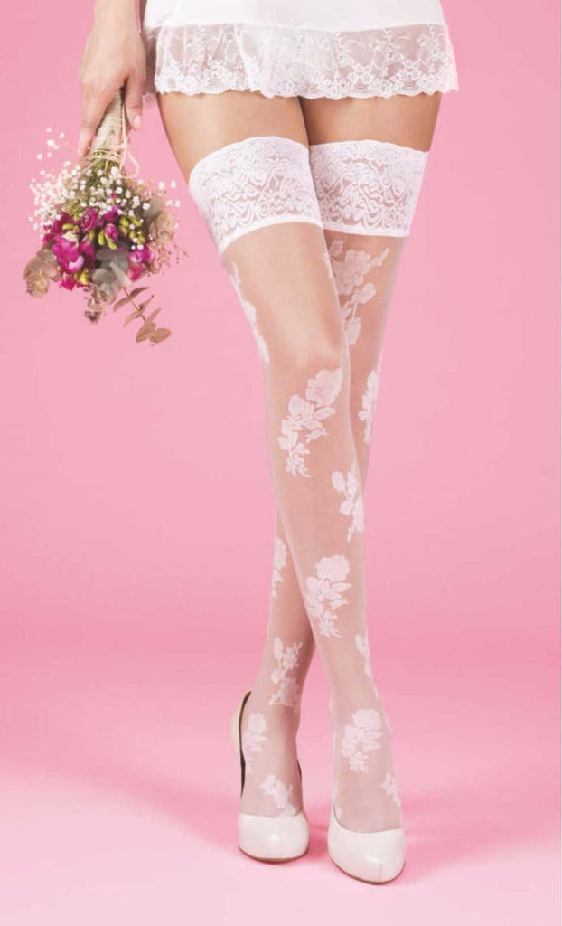 DAYMOD FLOWER DETAIL HOLD UPS - Pearl