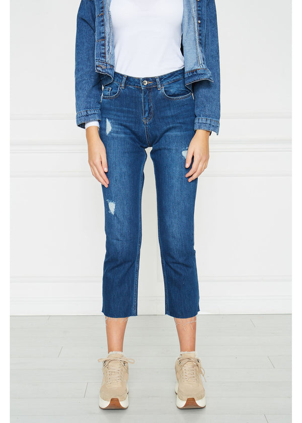Women's High Waist Blue Mom Jeans