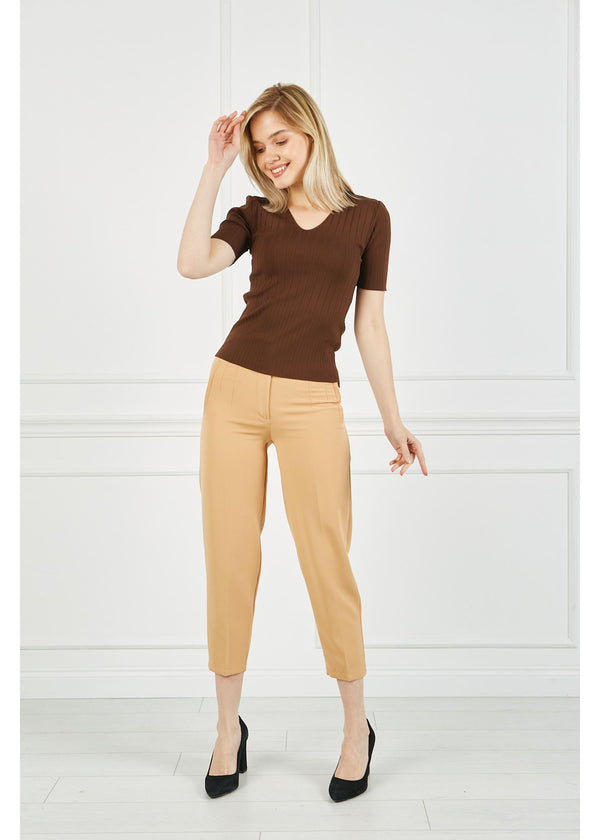 Women's High Waist Camel Pants