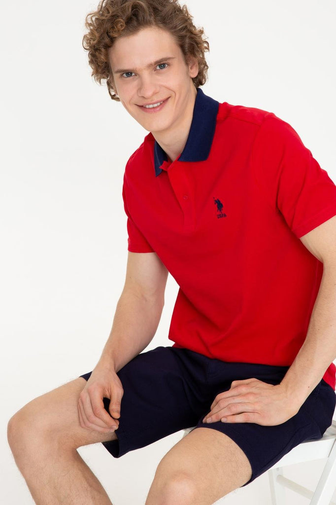 Men's Polo Collar Basic Red T-shirt