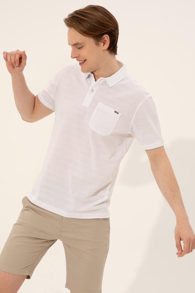 Men's Polo Collar White T-shirt