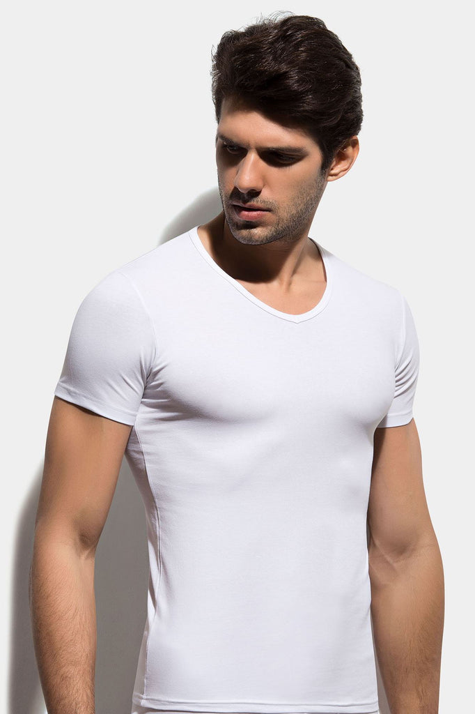 Men's V Neck Short Sleeves Undershirt