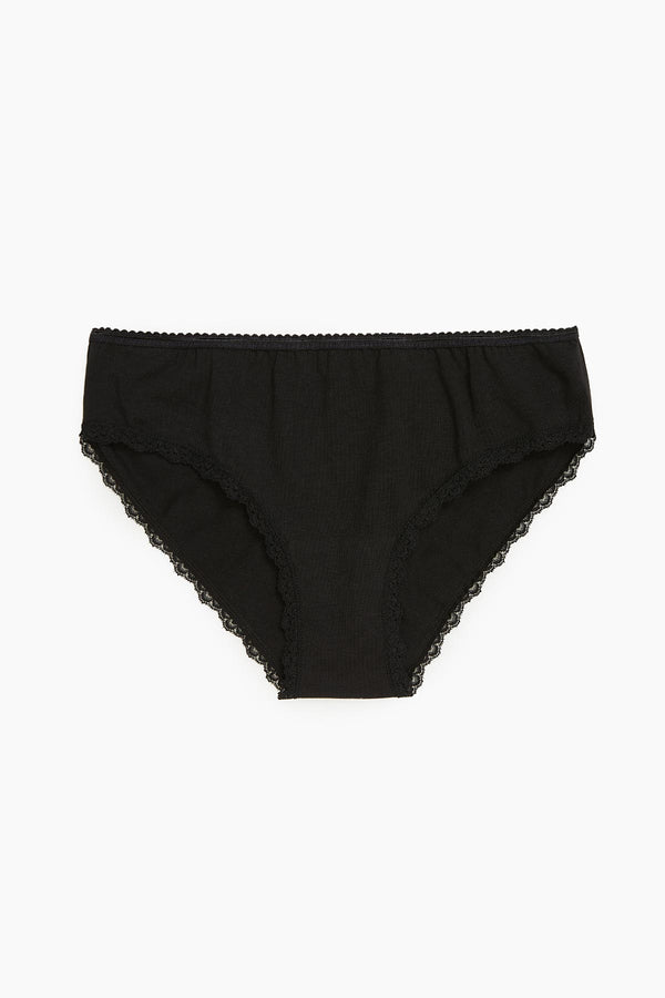 Women's Lace Detail Black Panties - 2 Pieces