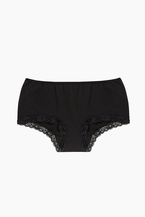 Women's Lace Detail Black Shorts - 2 Pieces