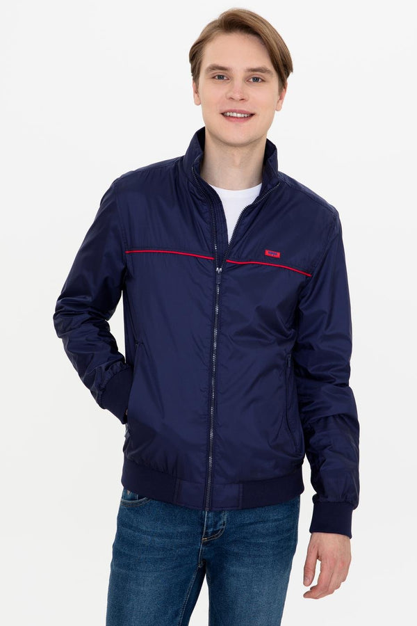 Men's Zipped Navy Blue Coat