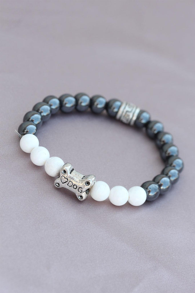 Men's White - Smoky Natural Stone Bracelet