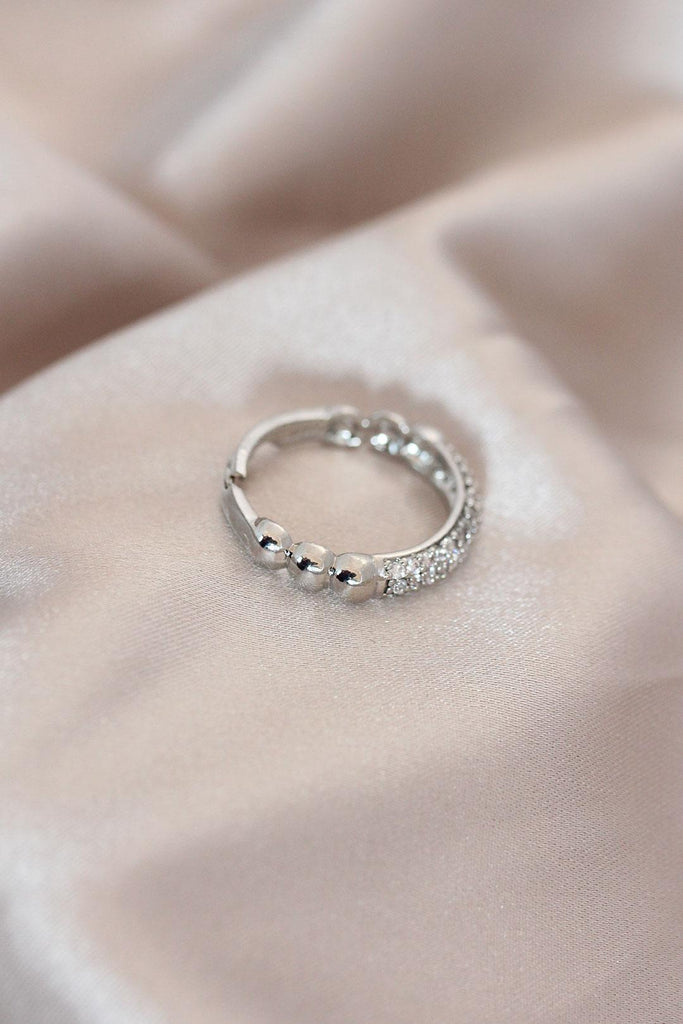 Women's Zircon Gemmed Silver Adjustable Ring