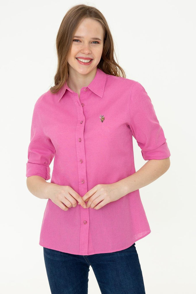 Women's Long Sleeves Basic Pink Shirt