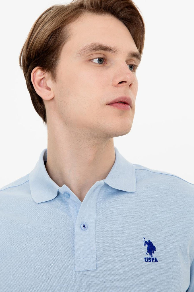 Men's Polo Collar Light Blue T-shirt