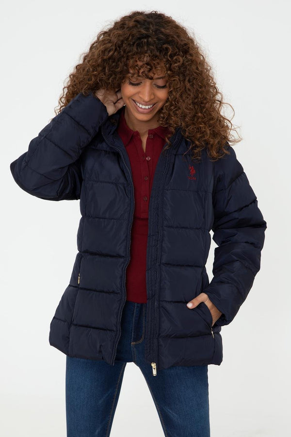 Women's Zipped Pocket Navy Blue Coat