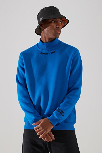 Men's Turtleneck Embroidered Saxe Regular Fit Sweatshirt
