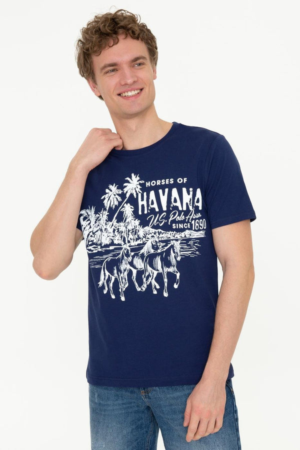 Men's Crew Neck Navy Blue T-shirt