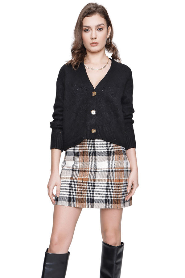 Women's Button Black Cardigan