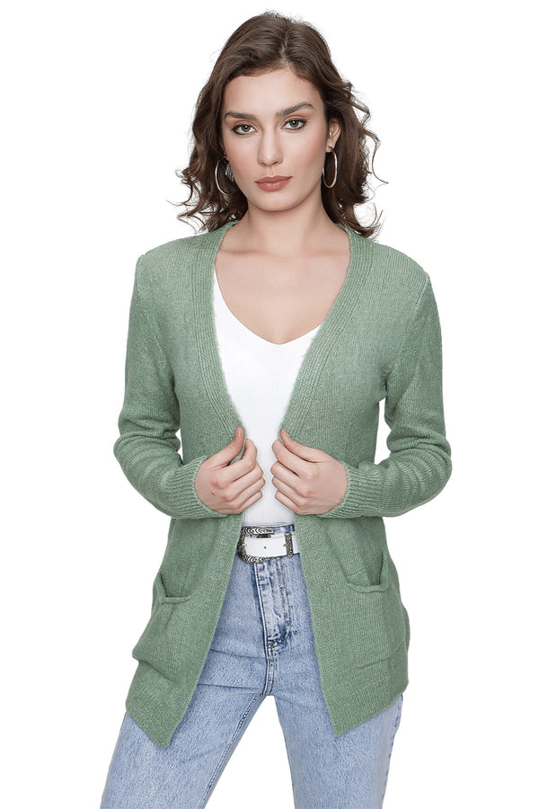 Women's Pocket Mint Green Cardigan
