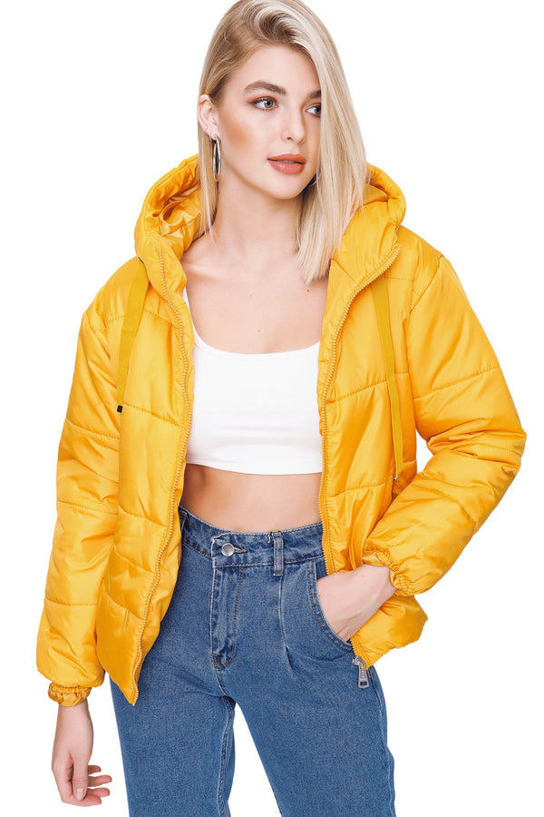 Women's Hooded Mustard Short Coat