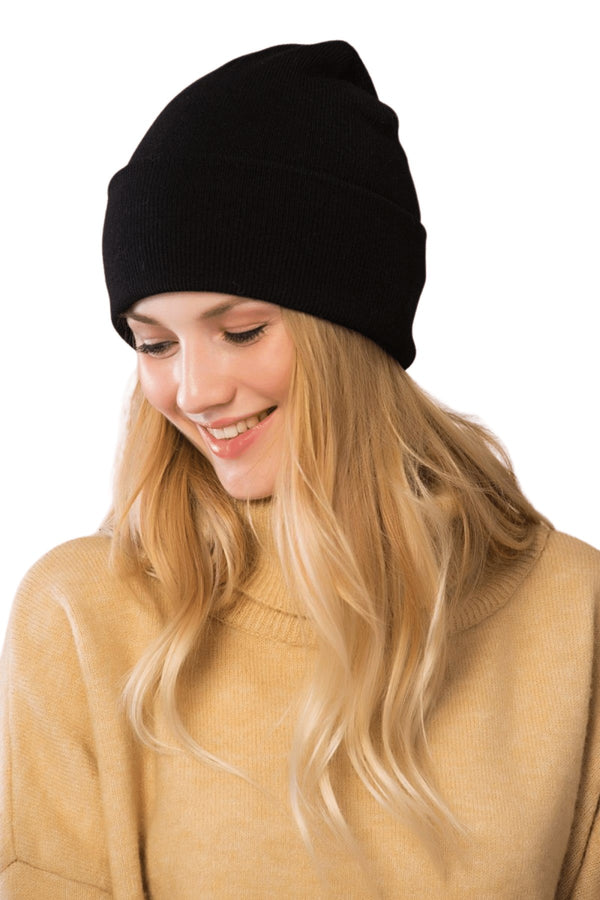 Women's Layered Black Beanie