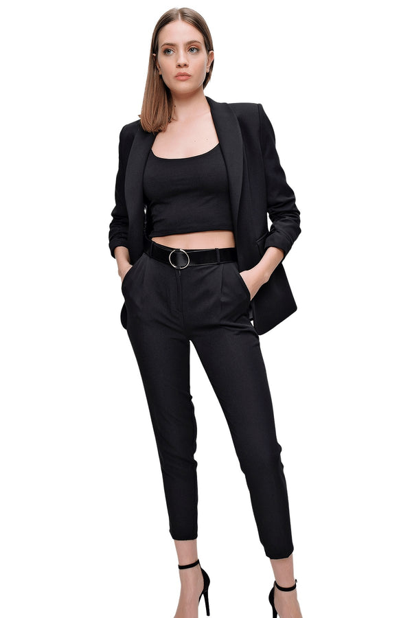 Women's Belted Black Pants
