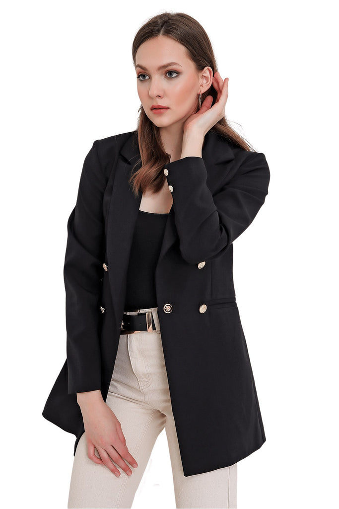 Women's Button Black Jacket