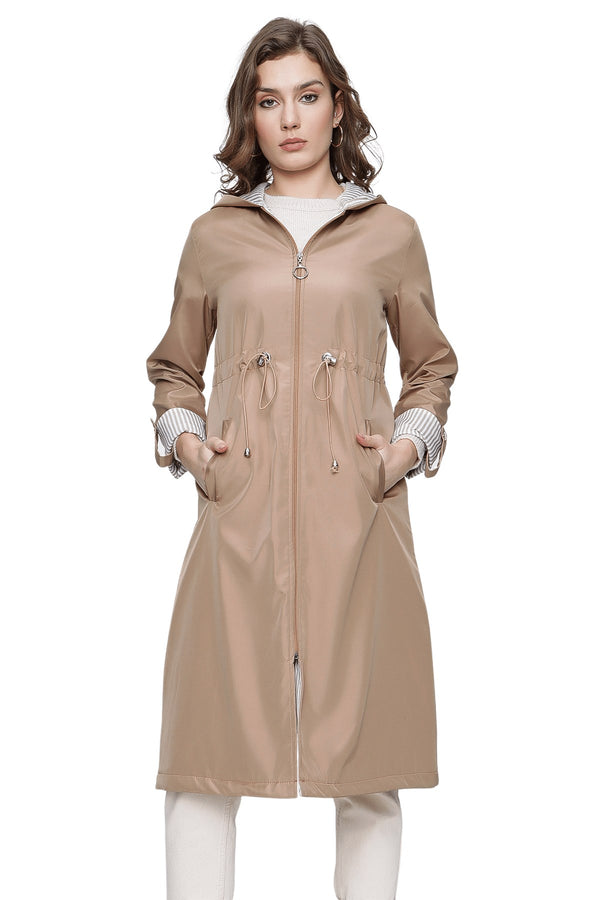 Women's Camel Long Trenchcoat