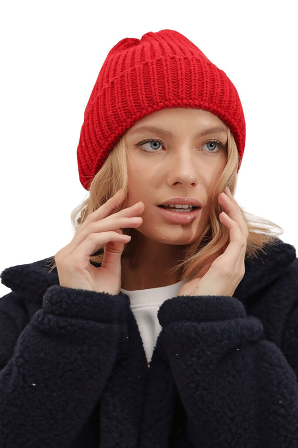 Women's Red Rib Beanie