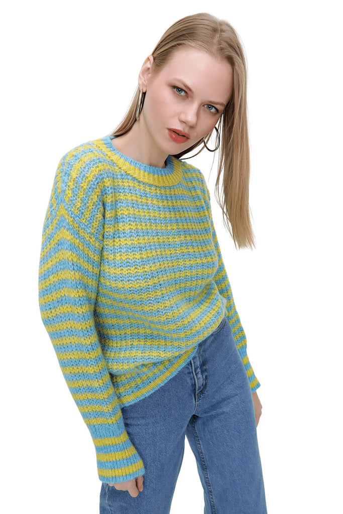 Women's Striped Turquoise Sweater
