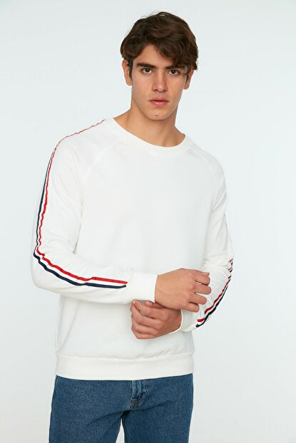 Men's Crew Neck Ecru Sweatshirt
