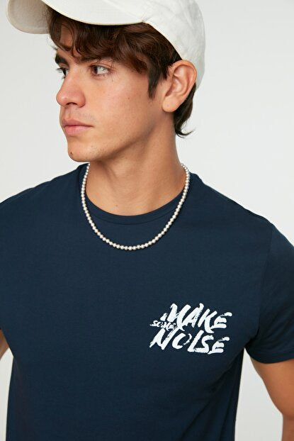 Men's Basic Navy Blue Slim Fit T-shirt