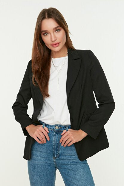Women's Button Black Jacket