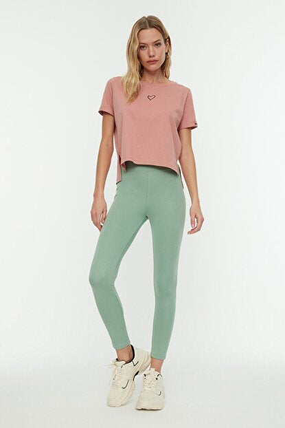 Women's High Waist Mint Green Slimming Leggings