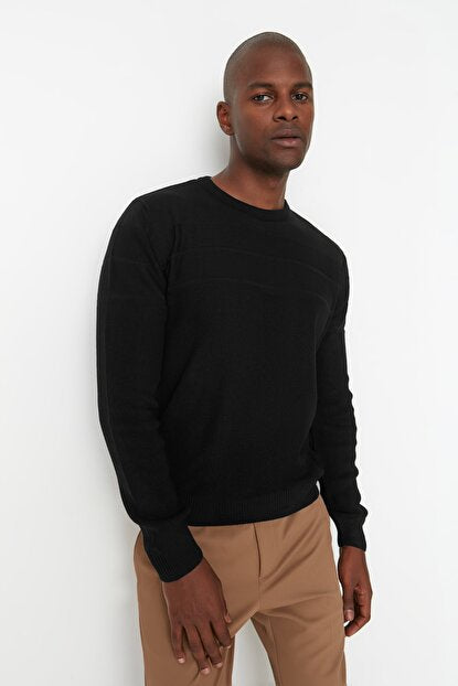 Men's Crew Neck Black Slim Fit Sweater