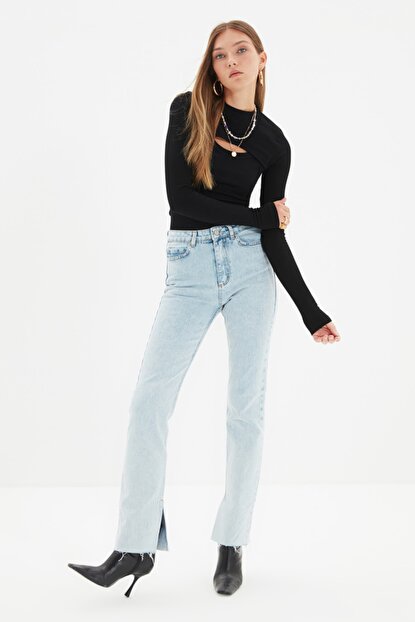 Women's High Waist Blue Flare Jeans