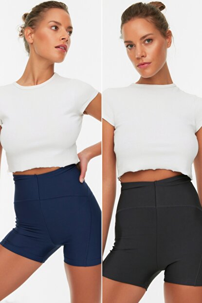Women's Navy Blue - Smoky Slimming Sport Shorts (2 Pieces)