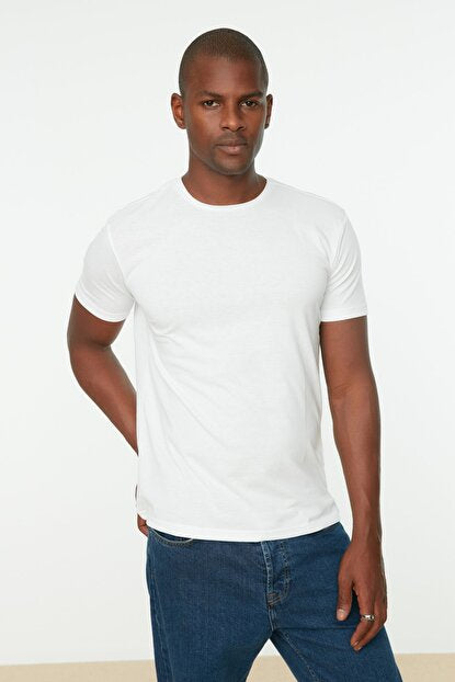 Men's Crew Neck Basic White Regular Fit T-shirt