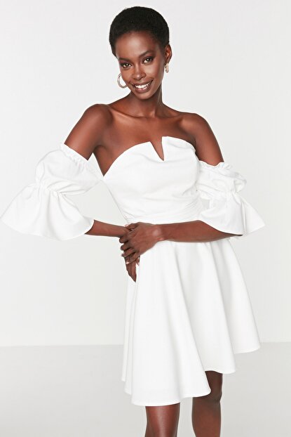 Women's Off Shoulders Ecru Dress