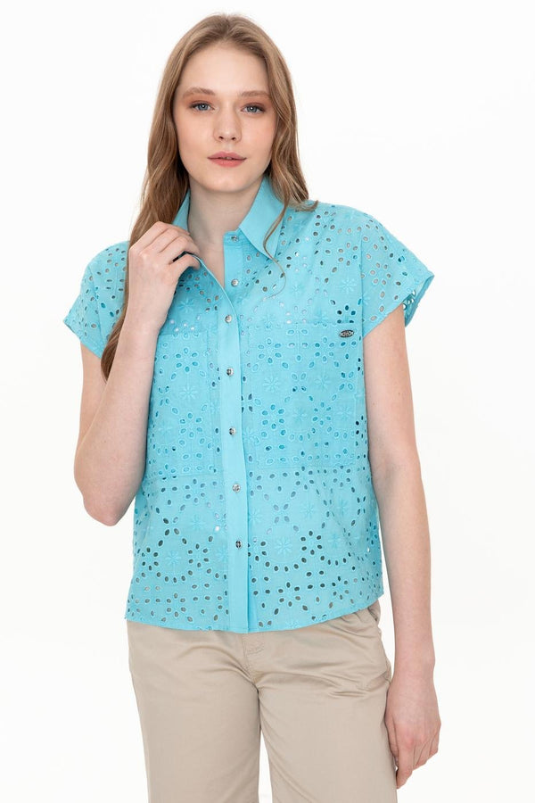 Women's Short Sleeves Green Shirt